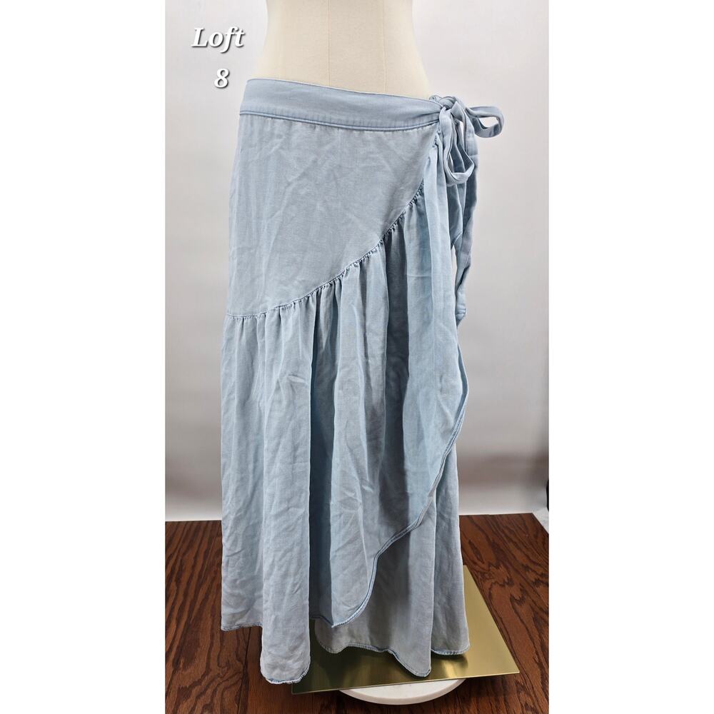 Loft Chambray Ruffle Wrap Maxi Skirt